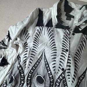 Step in Style Hi Low Dress/Duster Tunic Boho Collared Button Front Artful Size S